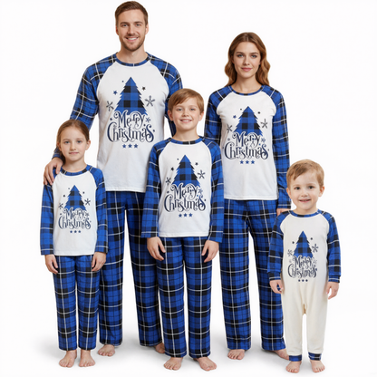 Holiday Matching Cotton Blend Sleepwear Set With Winter Seasonal Prints
