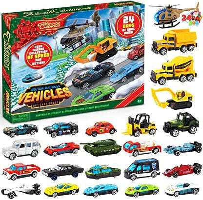 JOYIN 2022 Christmas Advent Calendar for Kids, 24 Days Countdown Calendar Toys with Diecast Cars Set for Boys Kids Party Favors, Classroom Prizes, Xmas Gift