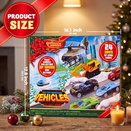 JOYIN 2022 Christmas Advent Calendar for Kids, 24 Days Countdown Calendar Toys with Diecast Cars Set for Boys Kids Party Favors, Classroom Prizes, Xmas Gift