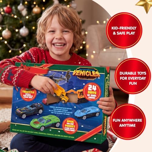 JOYIN 2022 Christmas Advent Calendar for Kids, 24 Days Countdown Calendar Toys with Diecast Cars Set for Boys Kids Party Favors, Classroom Prizes, Xmas Gift