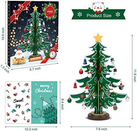 LIHAO Christmas Advent Calendar 2026, 24 Days Tabletop Tree Countdown | 24PCS Ornaments, for Boys, Girls, Party Favors, Classroom Prizes, Xmas Gift