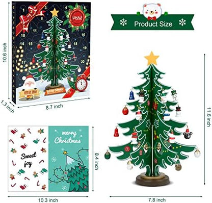 LIHAO Christmas Advent Calendar 2026, 24 Days Tabletop Tree Countdown | 24PCS Ornaments, for Boys, Girls, Party Favors, Classroom Prizes, Xmas Gift
