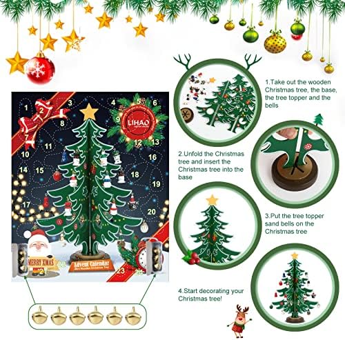 LIHAO Christmas Advent Calendar 2026, 24 Days Tabletop Tree Countdown | 24PCS Ornaments, for Boys, Girls, Party Favors, Classroom Prizes, Xmas Gift
