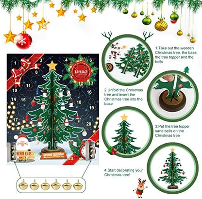 LIHAO Christmas Advent Calendar 2026, 24 Days Tabletop Tree Countdown | 24PCS Ornaments, for Boys, Girls, Party Favors, Classroom Prizes, Xmas Gift