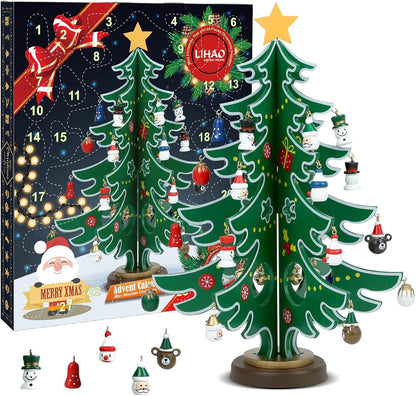 LIHAO Christmas Advent Calendar 2026, 24 Days Tabletop Tree Countdown | 24PCS Ornaments, for Boys, Girls, Party Favors, Classroom Prizes, Xmas Gift