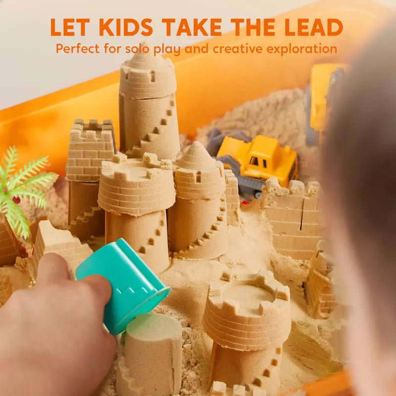 Construction Themed Sensory Bin With Glow In The Dark Rocks