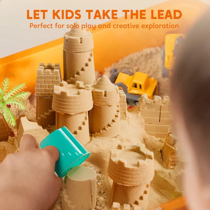 Construction Themed Sensory Bin With Glow In The Dark Rocks
