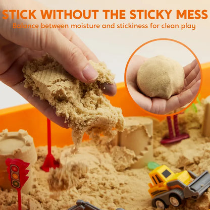 Construction Themed Sensory Bin With Glow In The Dark Rocks
