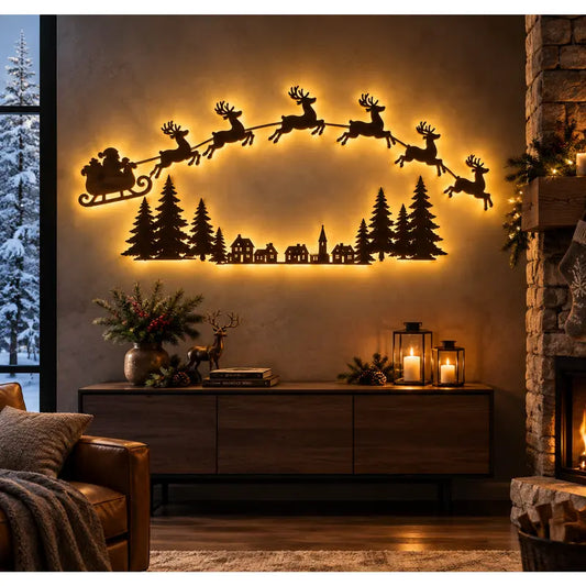 Christmas Reindeer Santa LED Light Wall Decorations