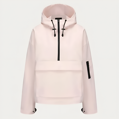 Hooded Half Zip Leopard Print Pullover Hoodie