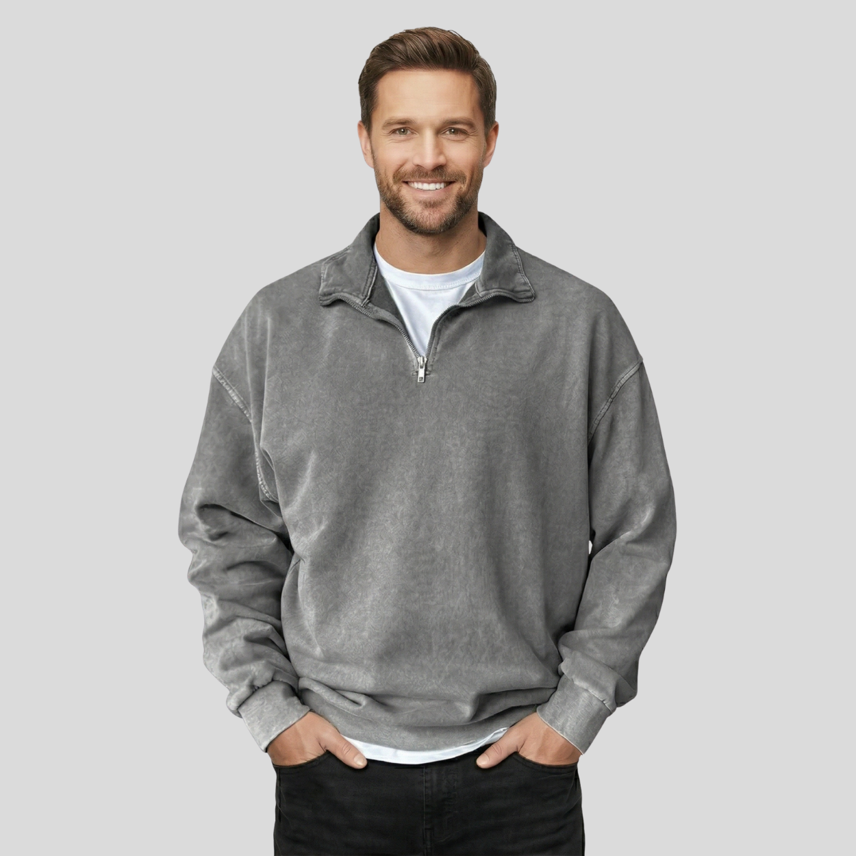 Classic Half Zip Collar Sweatshirt