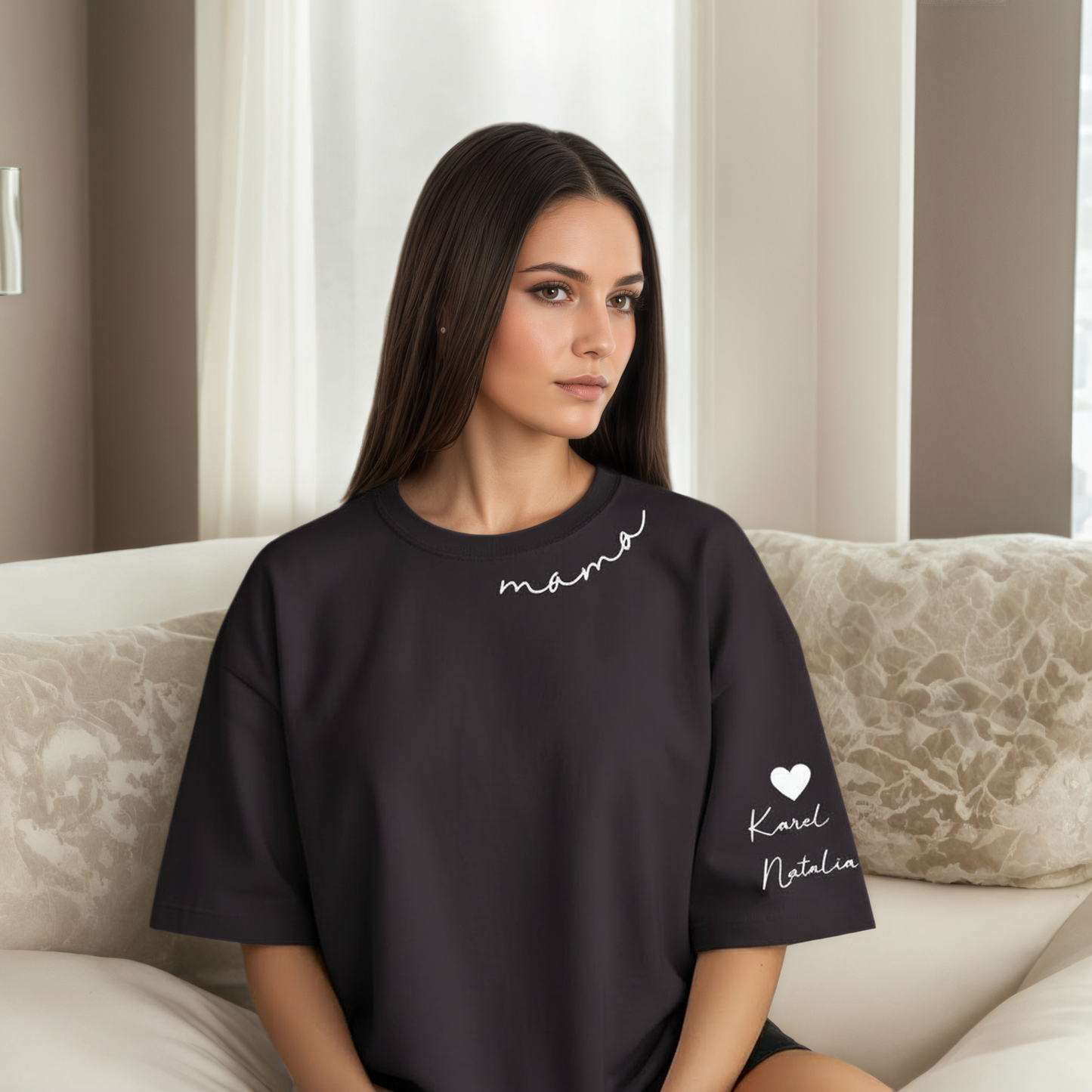 Personalized Mama Sweatshirt And Hoodie With Names On Sleeve