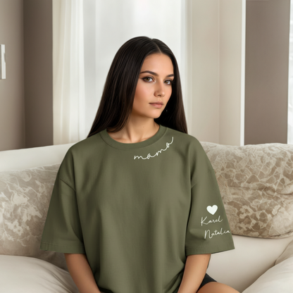 Personalized Mama Sweatshirt And Hoodie With Names On Sleeve