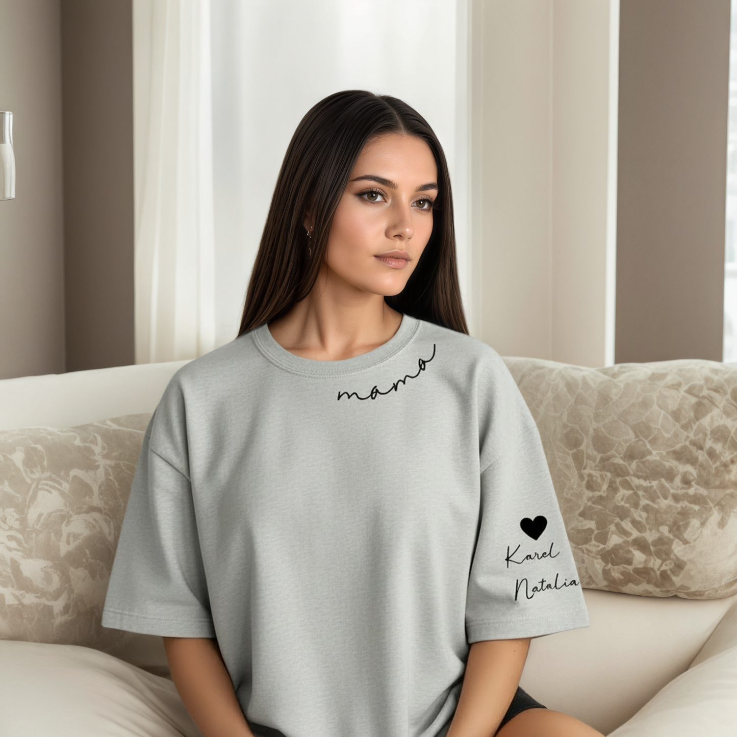 Personalized Mama Sweatshirt And Hoodie With Names On Sleeve