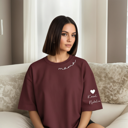 Personalized Mama Sweatshirt And Hoodie With Names On Sleeve