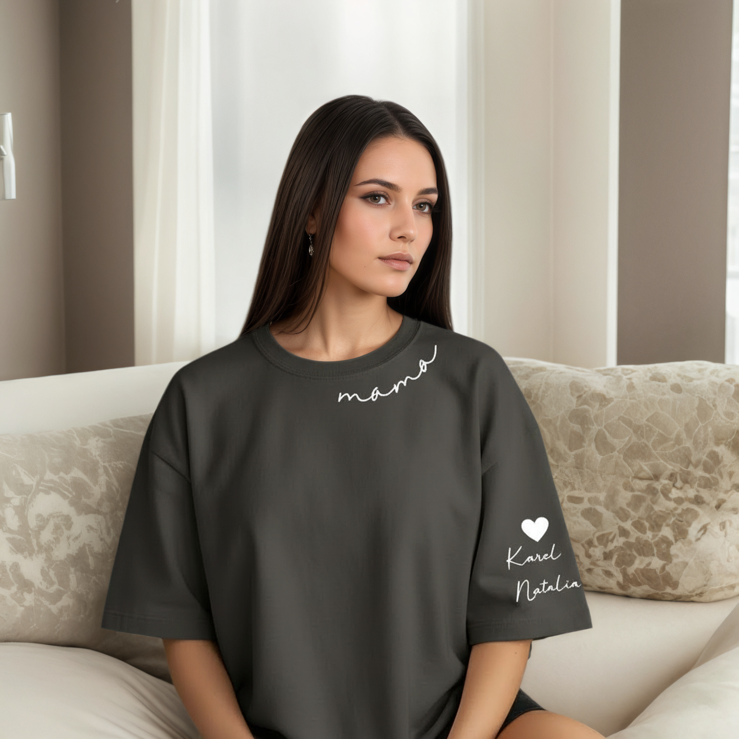 Personalized Mama Sweatshirt And Hoodie With Names On Sleeve
