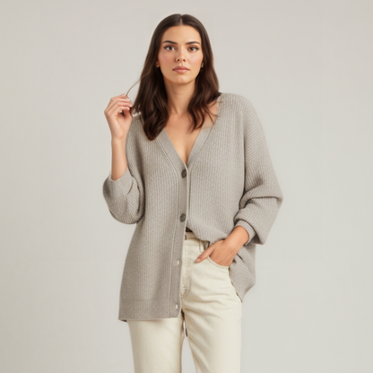 Soft Knit Cashmere Cocoon Front Button Cardigan