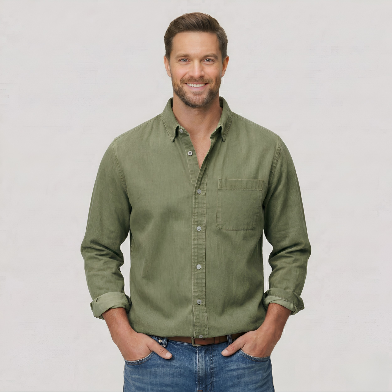 Classic Solid Long Sleeve Button Down Shirt