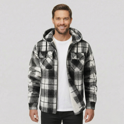 Everyday Plaid Flannel Sherpa Lined Hoodie Jacket