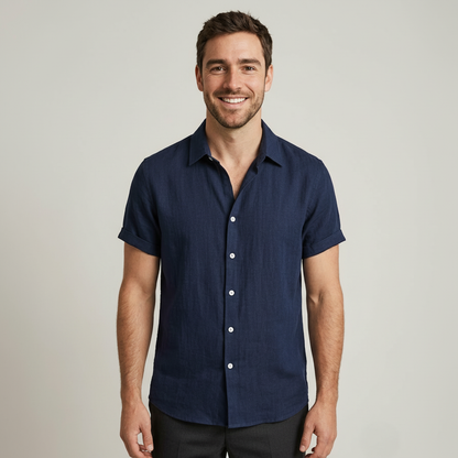 Rayon Linen Blend Button Up Shirt