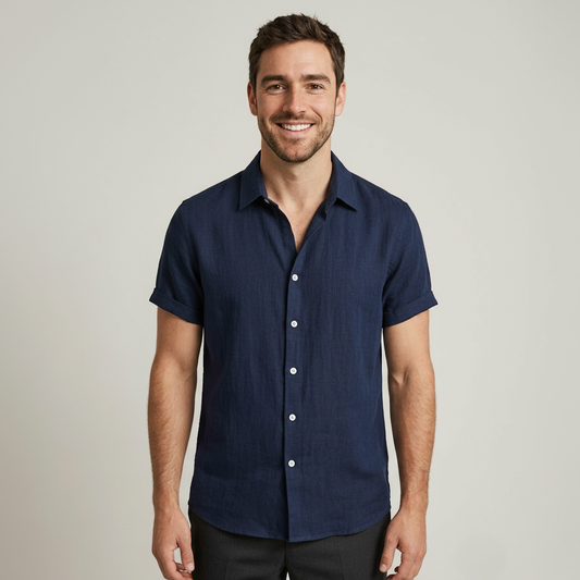 Rayon Linen Blend Button Up Shirt