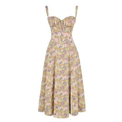 Floral Bustier Midriff Waist Shaper Dress