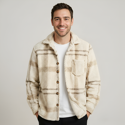 Plaid Fleece Button Down Shirt Jacket