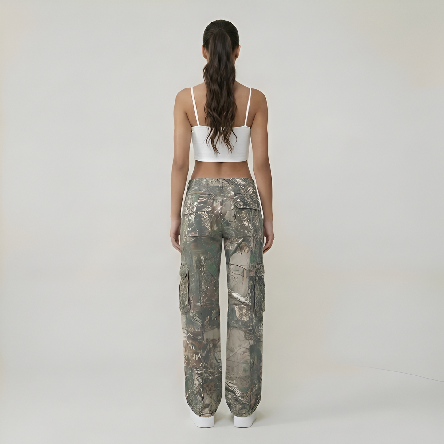 Low Rise Camouflage Multi Pocket Cargo Pants