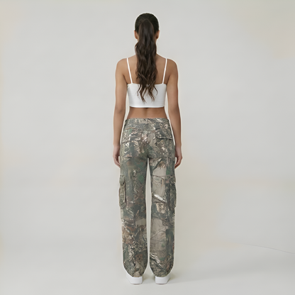 Low Rise Camouflage Multi Pocket Cargo Pants