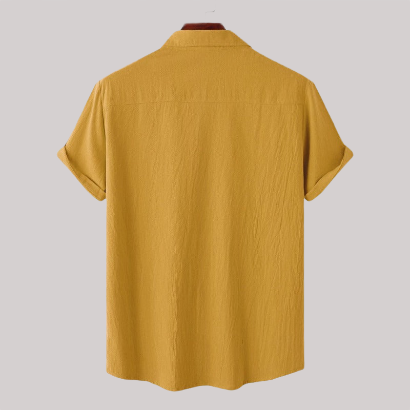 Linen Blend Short Sleeve Button Down Shirt