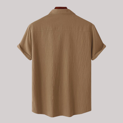 Linen Blend Short Sleeve Button Down Shirt