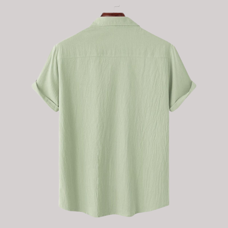 Linen Blend Short Sleeve Button Down Shirt