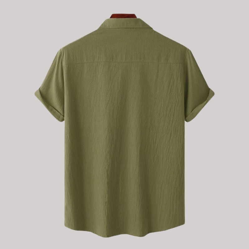 Linen Blend Short Sleeve Button Down Shirt