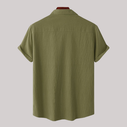 Linen Blend Short Sleeve Button Down Shirt