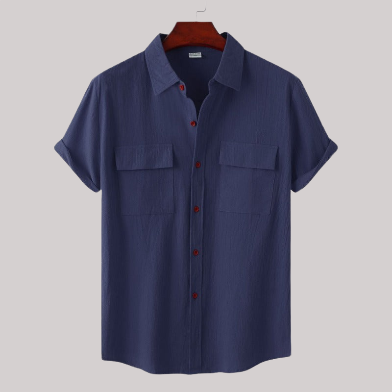 Linen Blend Short Sleeve Button Down Shirt