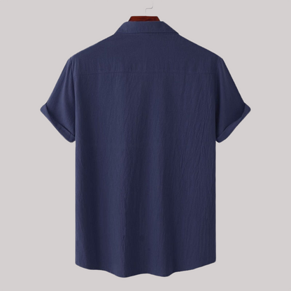Linen Blend Short Sleeve Button Down Shirt