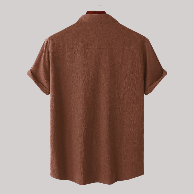 Linen Blend Short Sleeve Button Down Shirt
