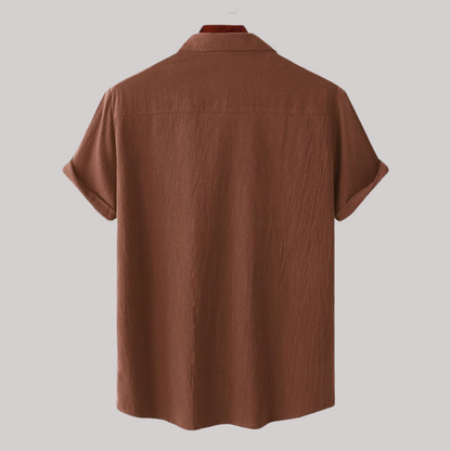 Linen Blend Short Sleeve Button Down Shirt
