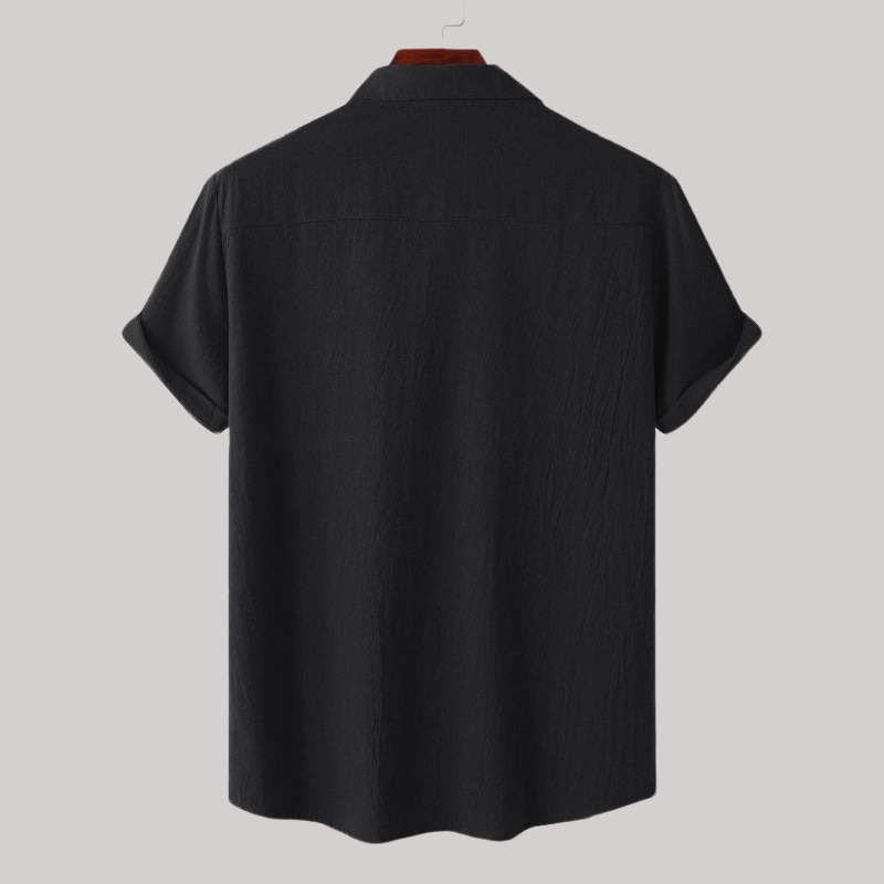 Linen Blend Short Sleeve Button Down Shirt