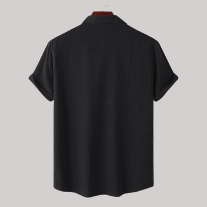 Linen Blend Short Sleeve Button Down Shirt