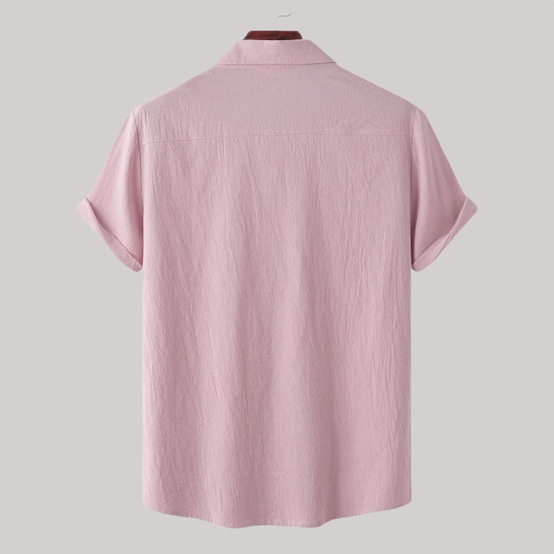 Linen Blend Short Sleeve Button Down Shirt