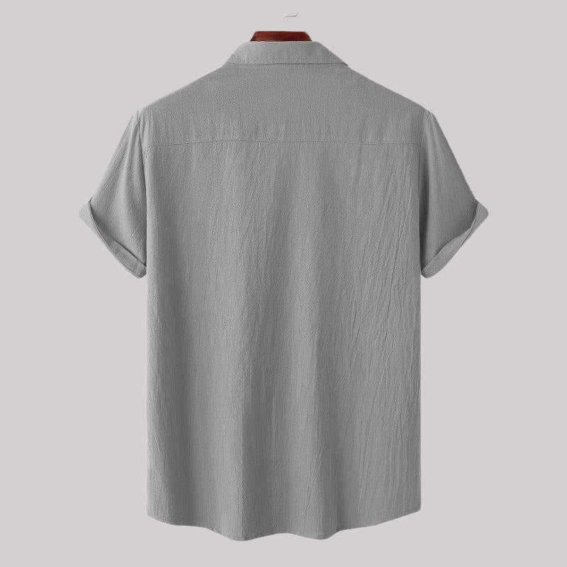 Linen Blend Short Sleeve Button Down Shirt