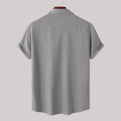 Linen Blend Short Sleeve Button Down Shirt