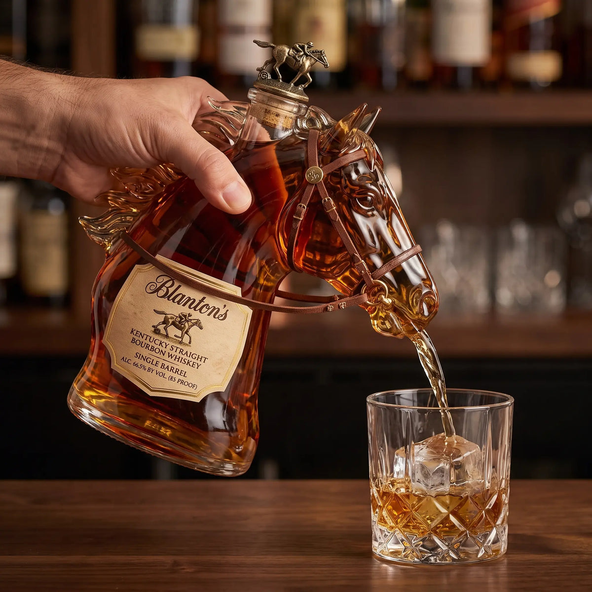 Horse Head Whiskey Decanter beside an open gift box