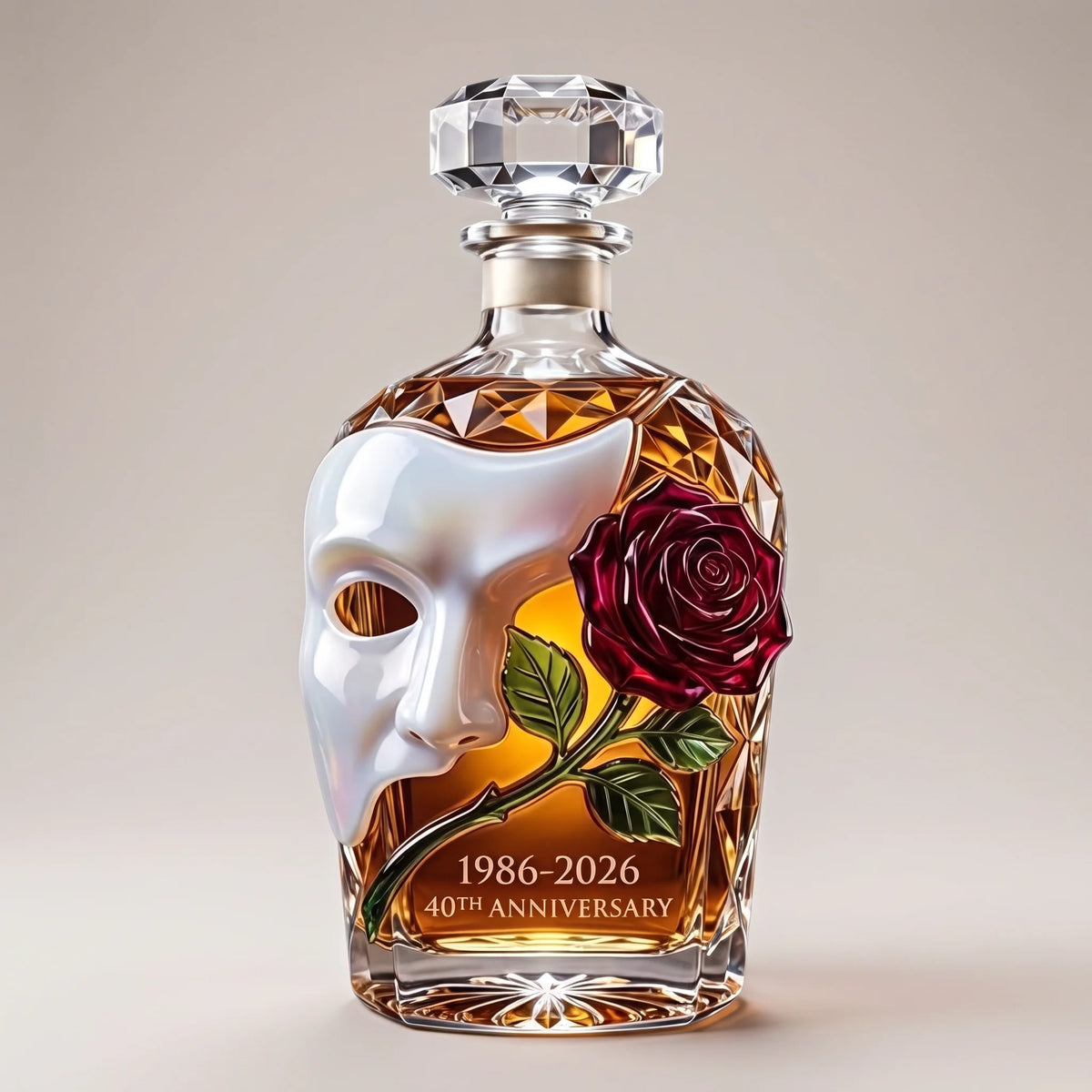 Phantom Mask Whiskey Decanter on a dark studio background