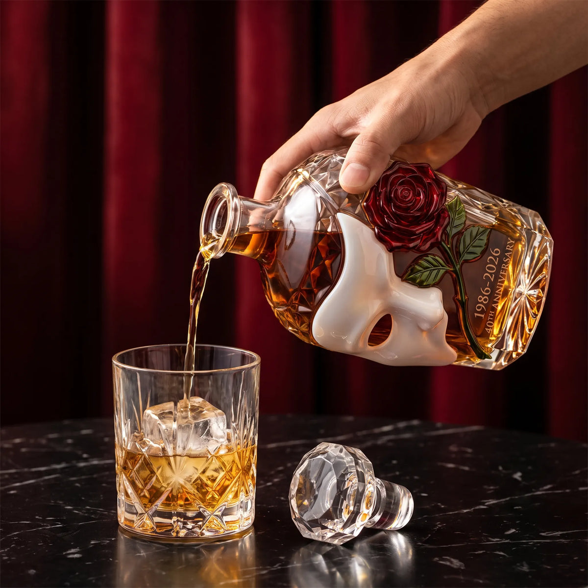 Phantom Mask Whiskey Decanter beside an open gift box