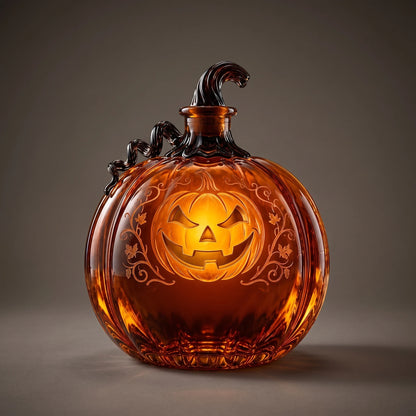 Pumpkin Lantern Whiskey Decanter on a dark studio background