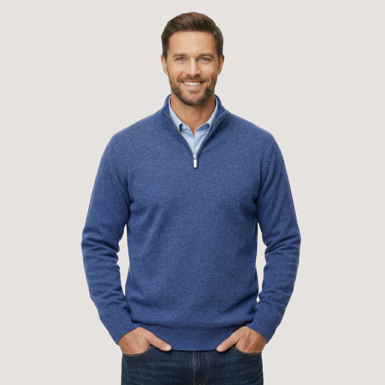 Classic Quarter Zip Knit Pullover Sweater