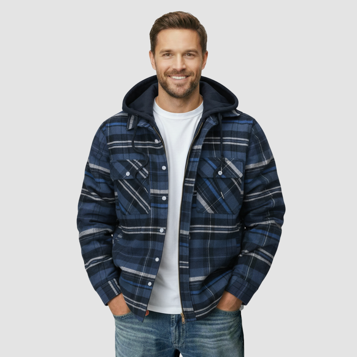 Quilted Hooded Plaid Flannel Jacket