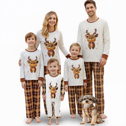 Holiday Matching Cotton Blend Sleepwear Set With Winter Seasonal Prints